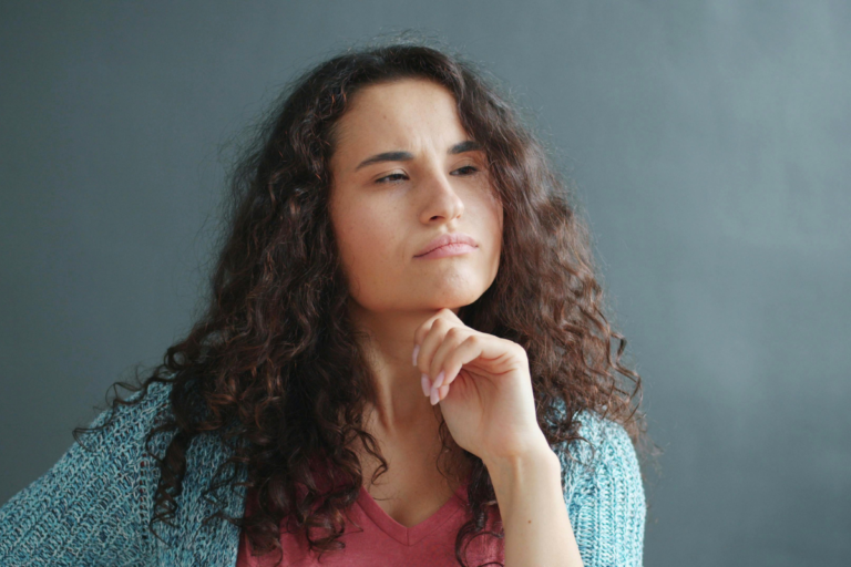 Woman pondering a question
